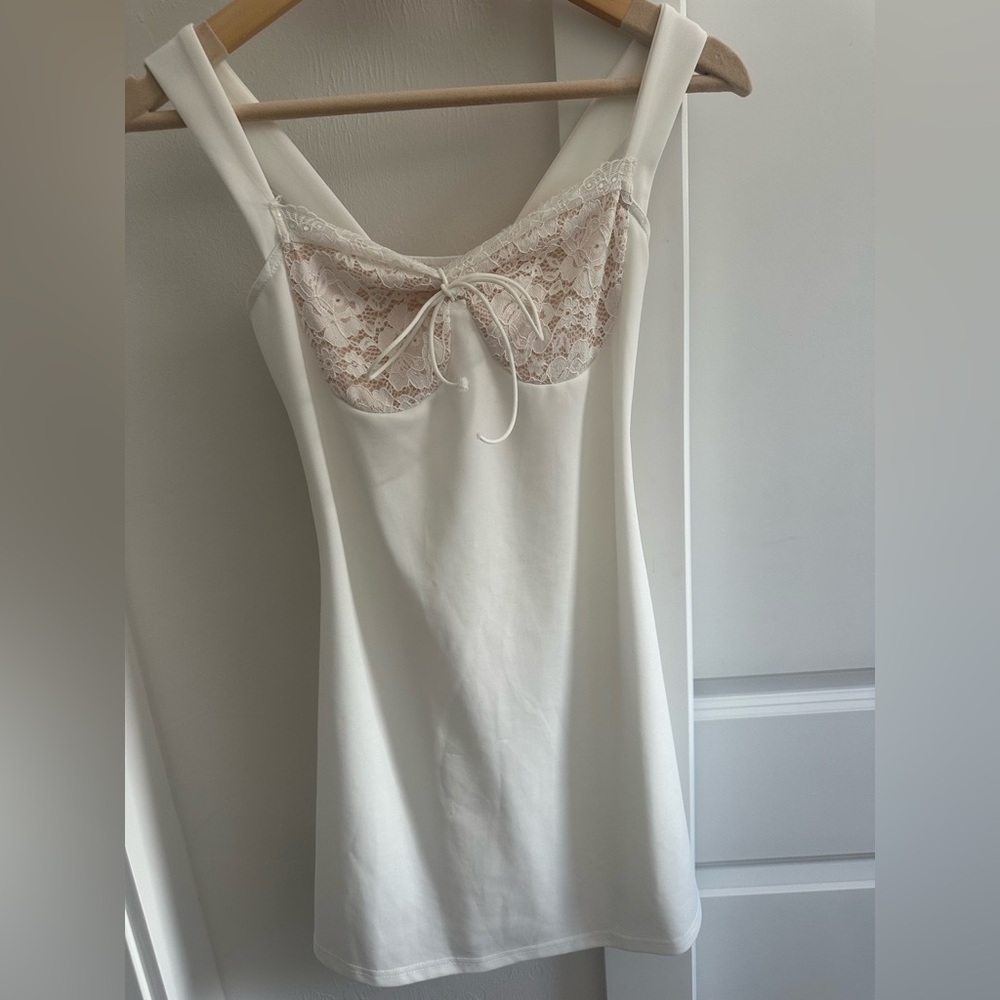 White Lace Trim Dress